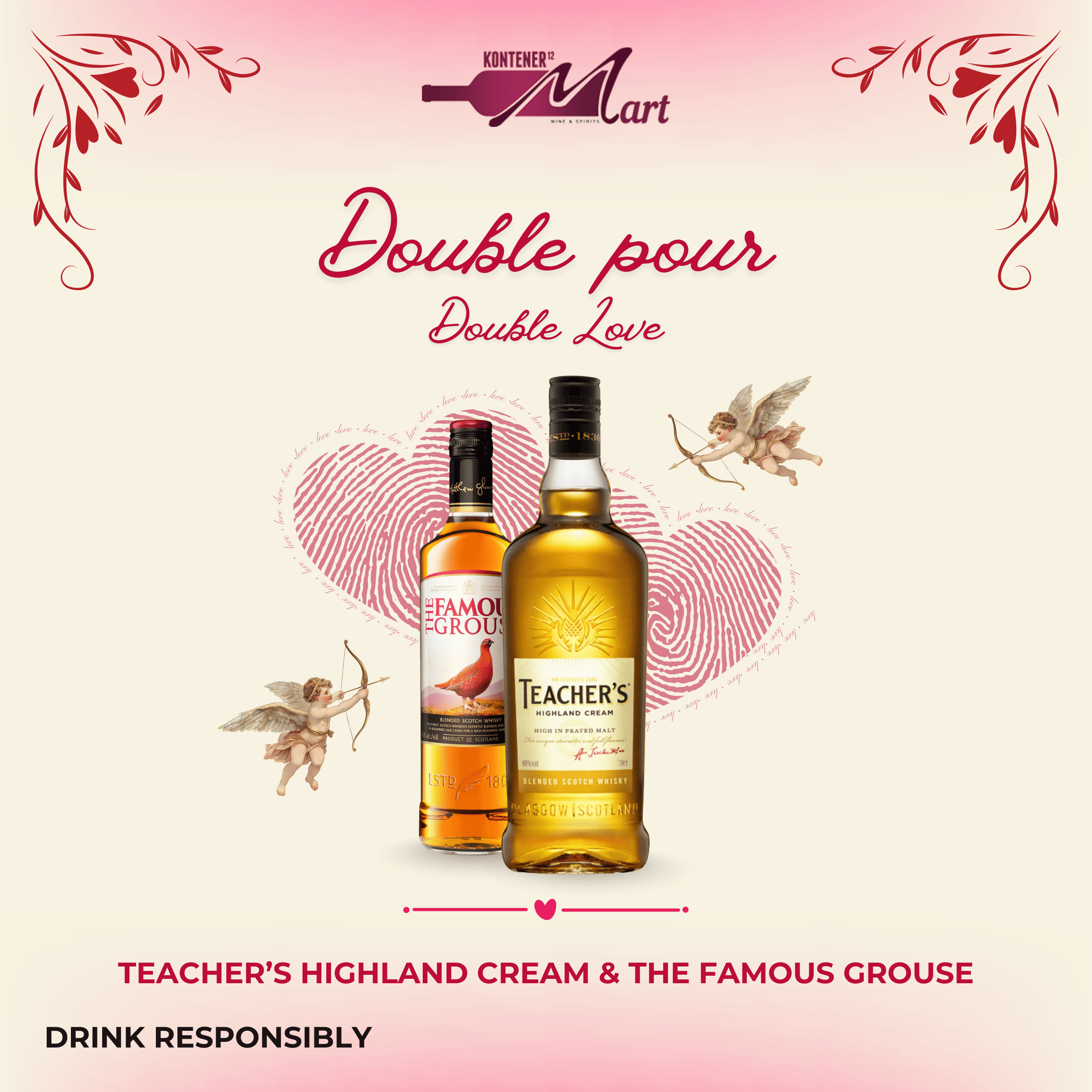 BUNDLING Special Price Teacher Highland Cream Blended Scotch Whisky dan Famous Grouse